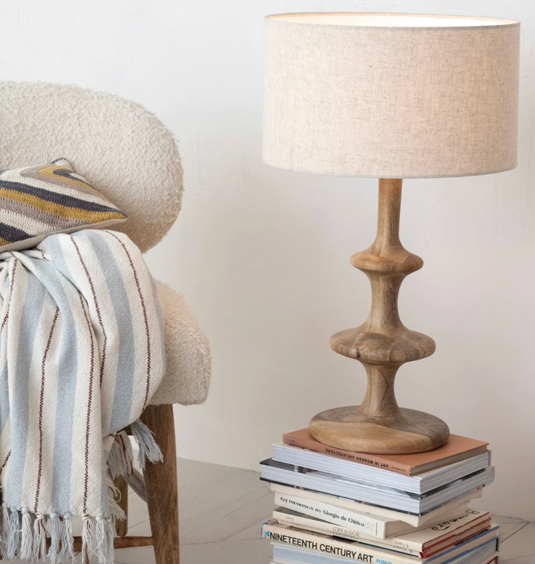 Woven Cotton Blend Striped Throw w/ Fringe