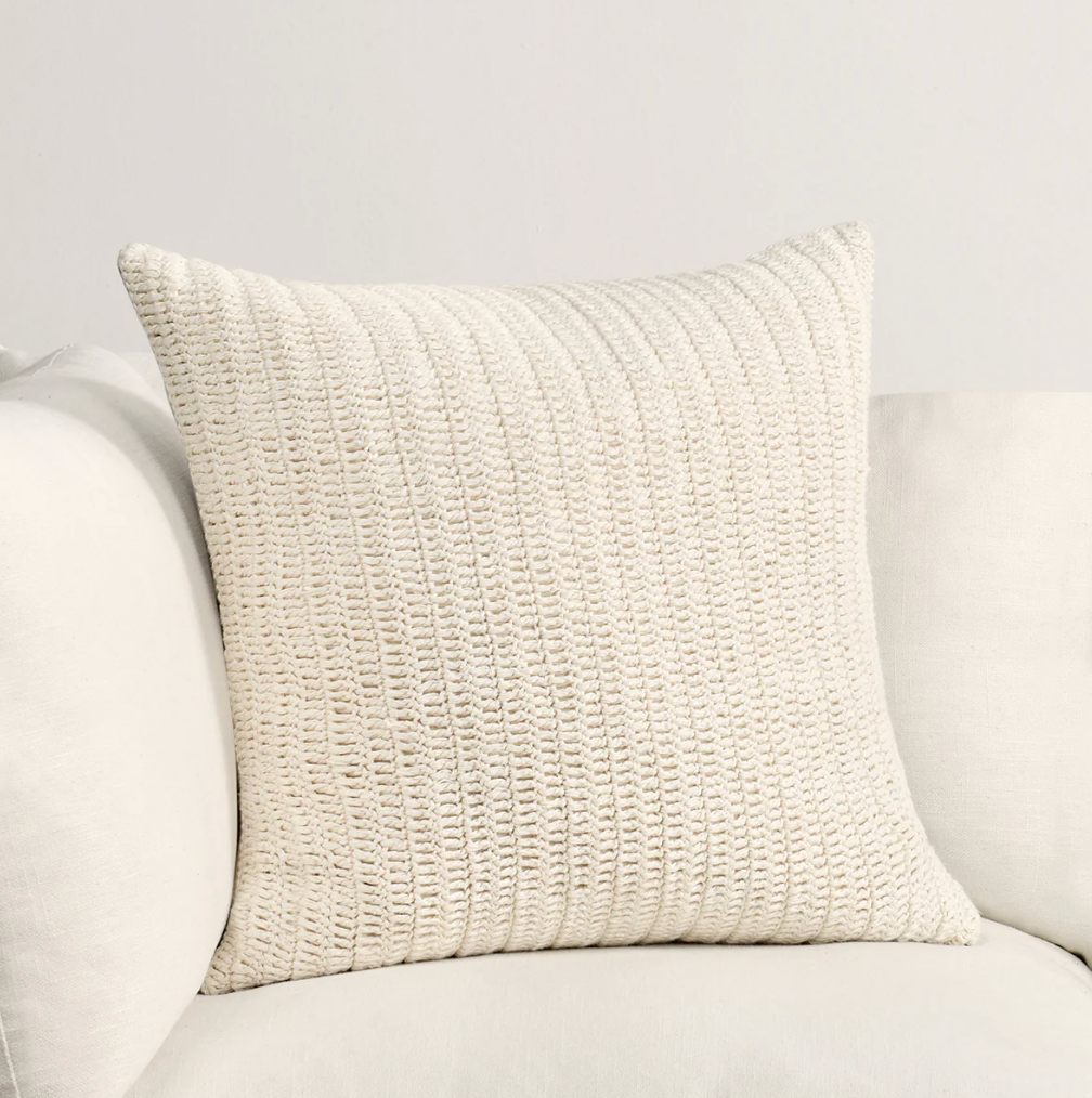 Belgian Flax Shore Pillow, Ivory