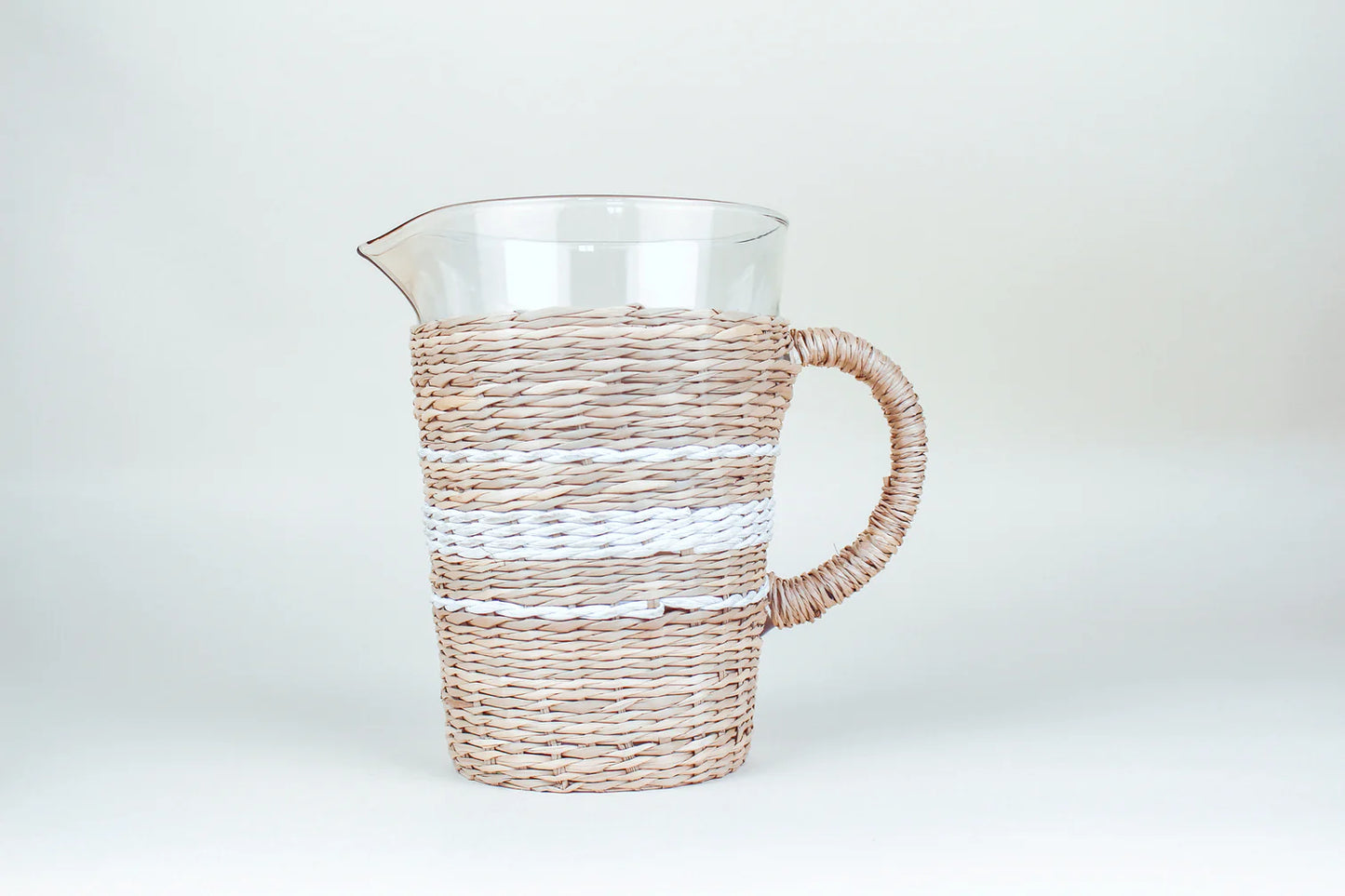 White Stripe Seagrass Cage Pitcher