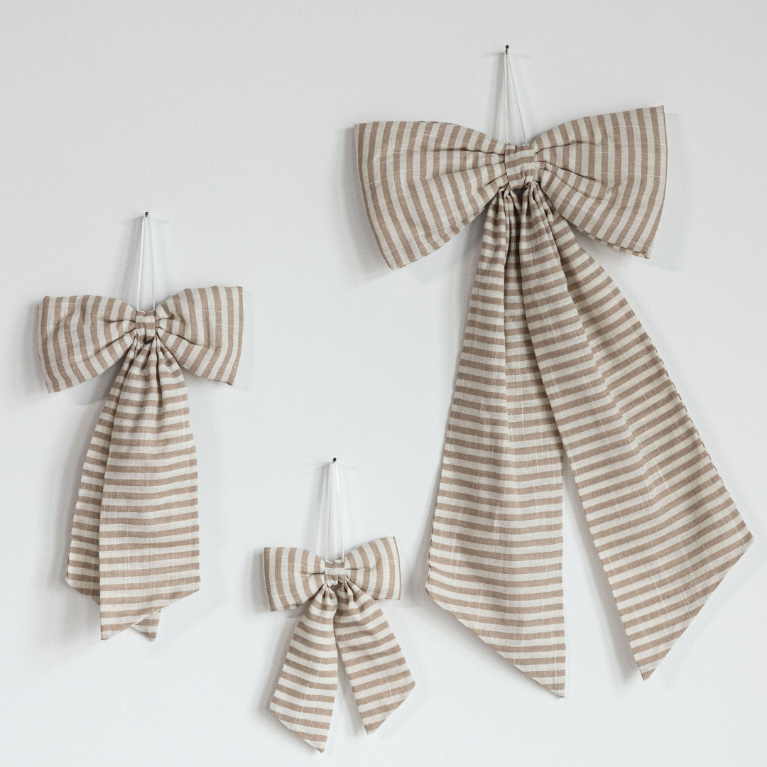 Striped Beige Sand Bows