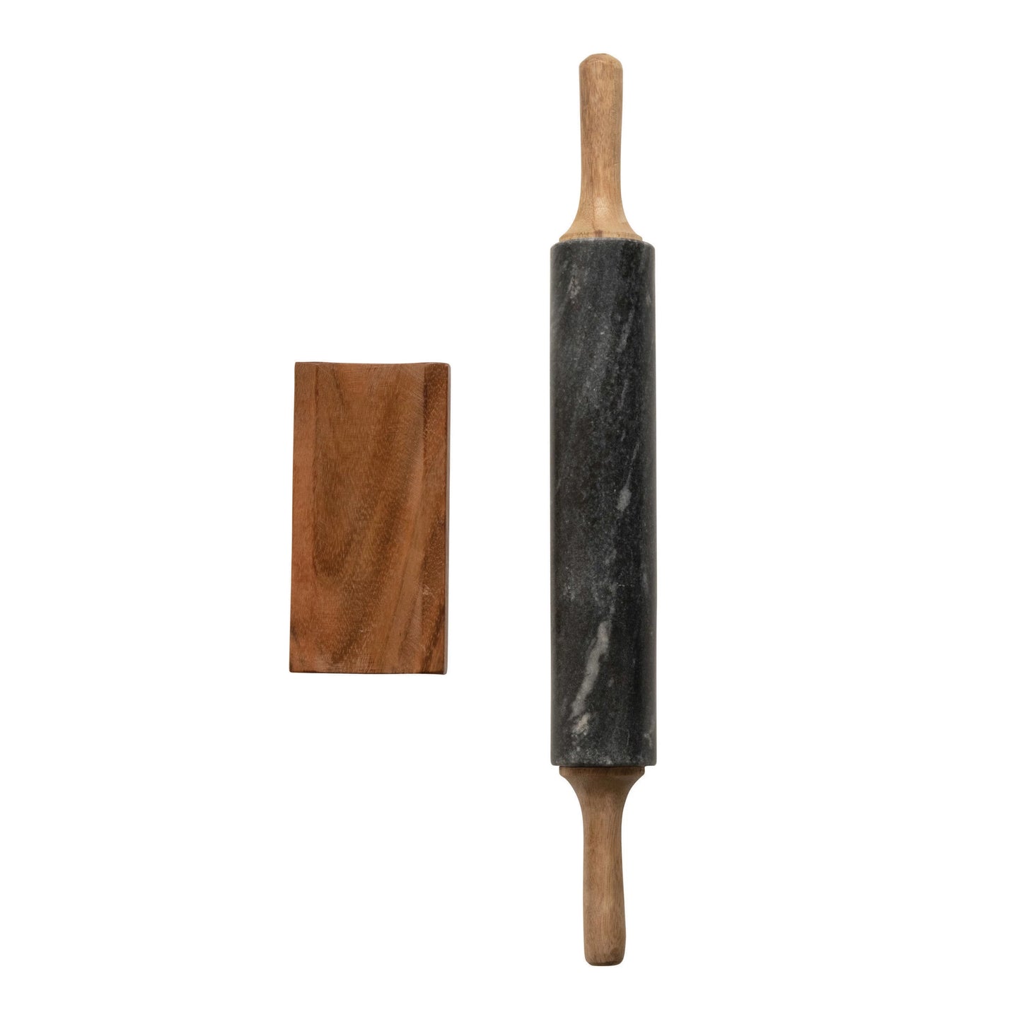 Marble Rolling Pin with Handles + Holder