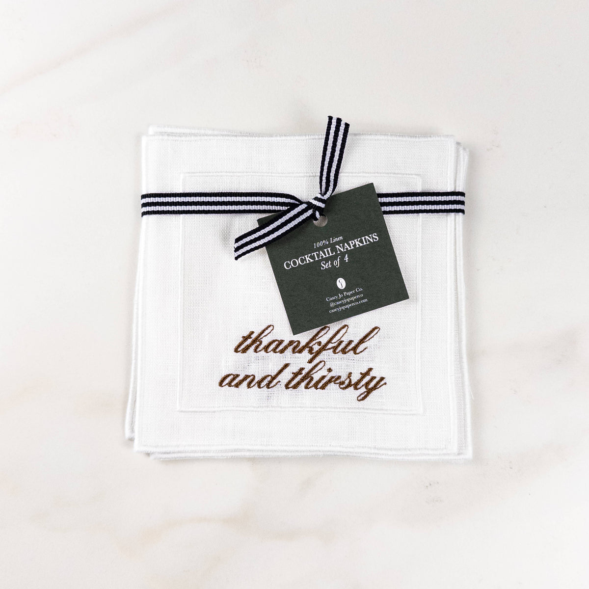 Thanksgiving Sayings Embroidered Cocktail Napkin Set