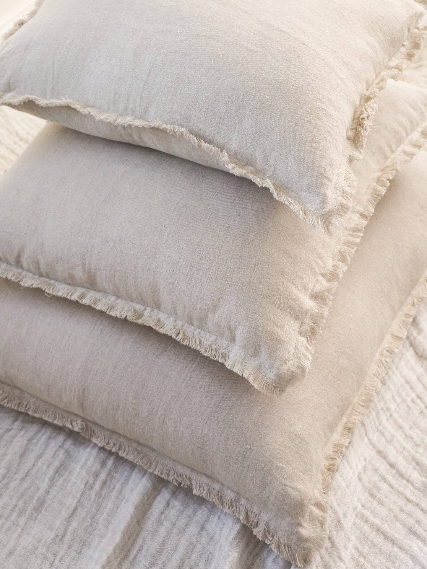Khaki Fringe Linen Pillow