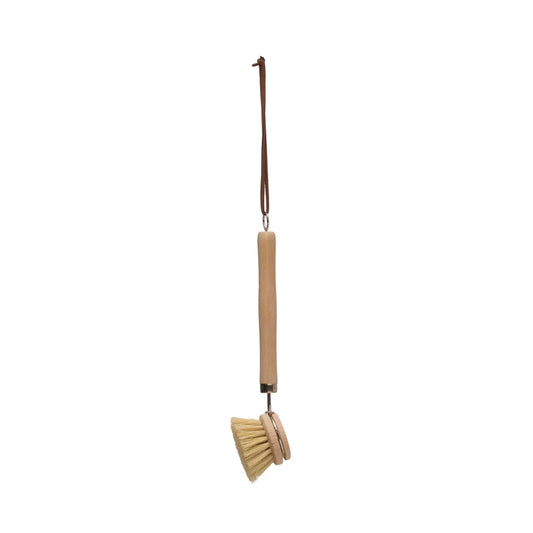 Beech Wood Dish Brush with Leather Tie
