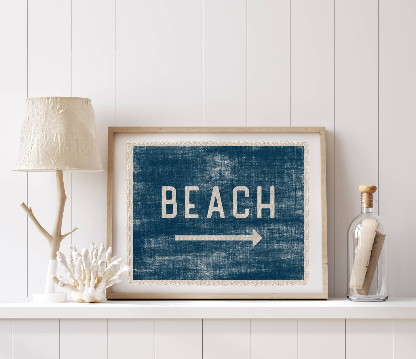 Beach Sign Canvas Framed Art