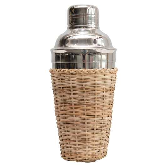 Stainless Steel + Rattan Cocktail Shaker