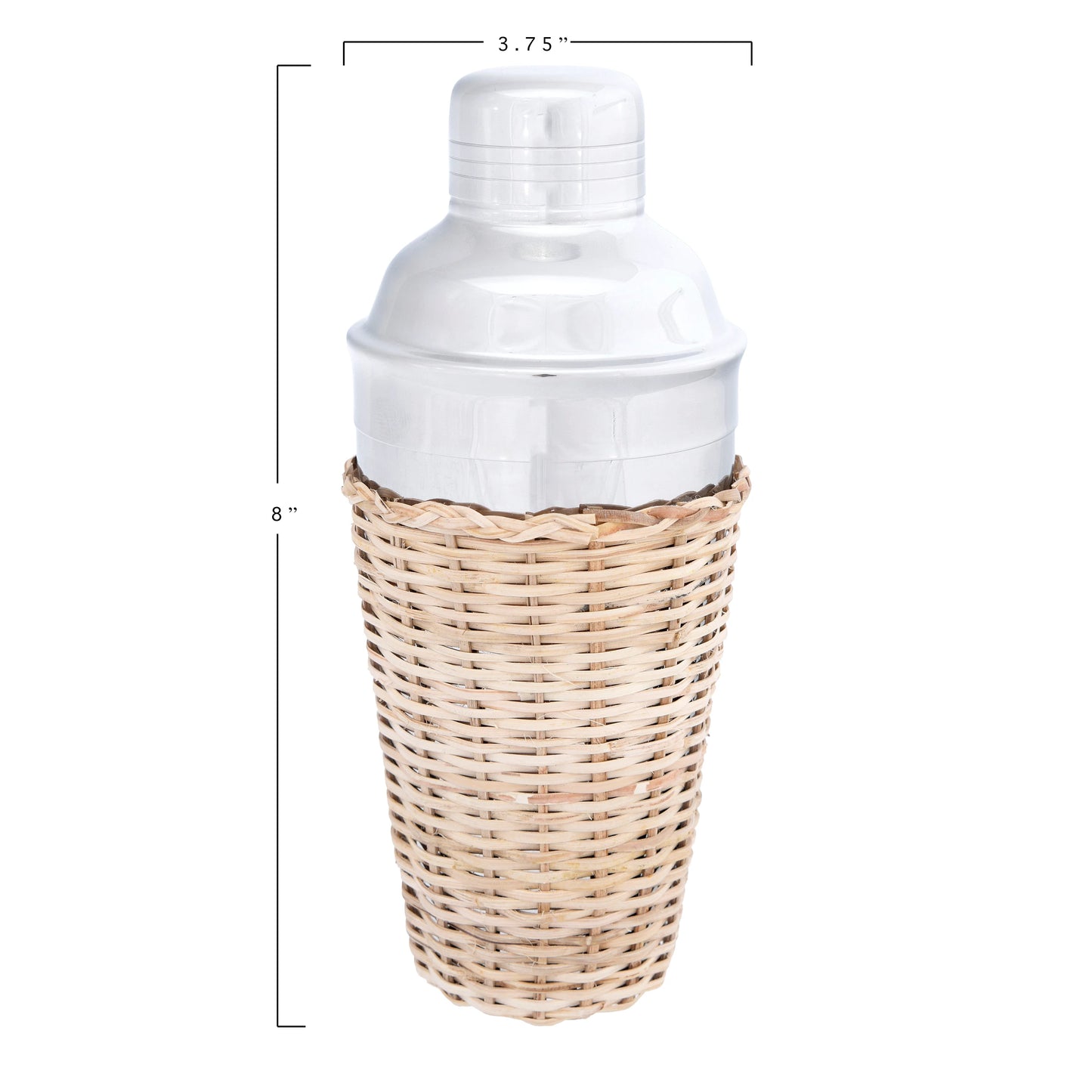 Stainless Steel + Rattan Cocktail Shaker