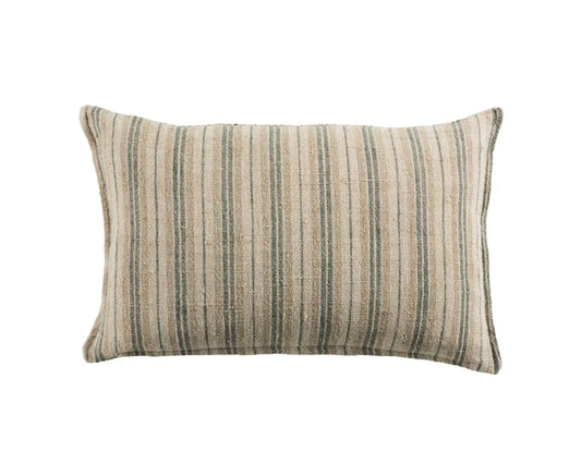 Linen Ticking Stripe Pillow, Verdure