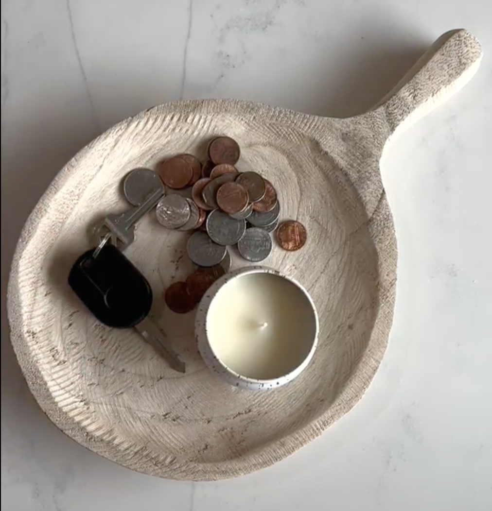 Hand-Carved Paulownia Wood Tray