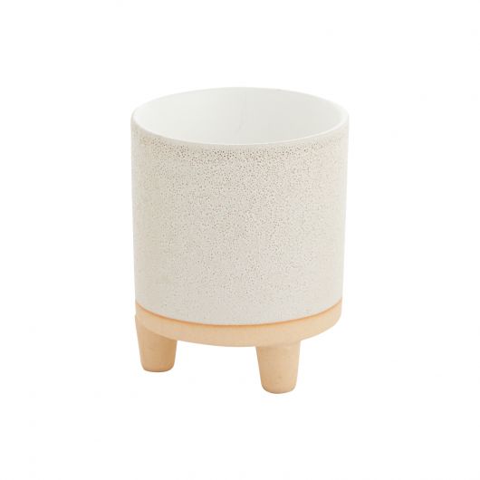 Petite White Sand Footed Pot